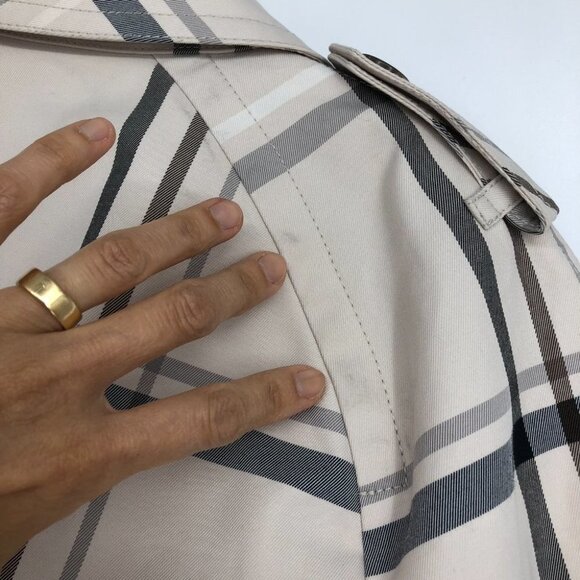 NWT Coach cream Ivory Plaid Tattersall Short Trench Coat size M - Picture 11 of 15